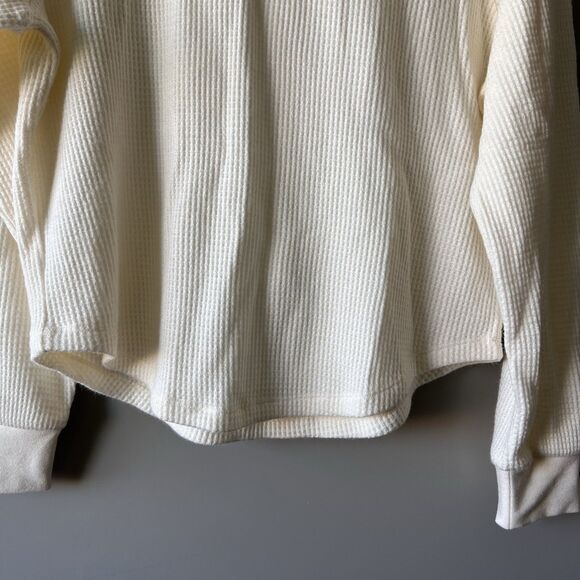 Madewell Mockneck Waffle Sweatshirt Tee Women Small Beige Long Sleeve NEW - Picture 8 of 15